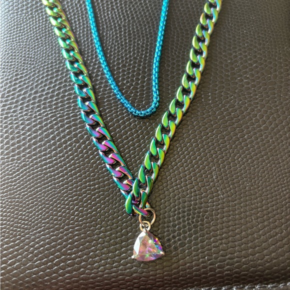 ⭐️NWOT⭐️Two Necklace Set with Prism Pendant - Picture 2 of 2
